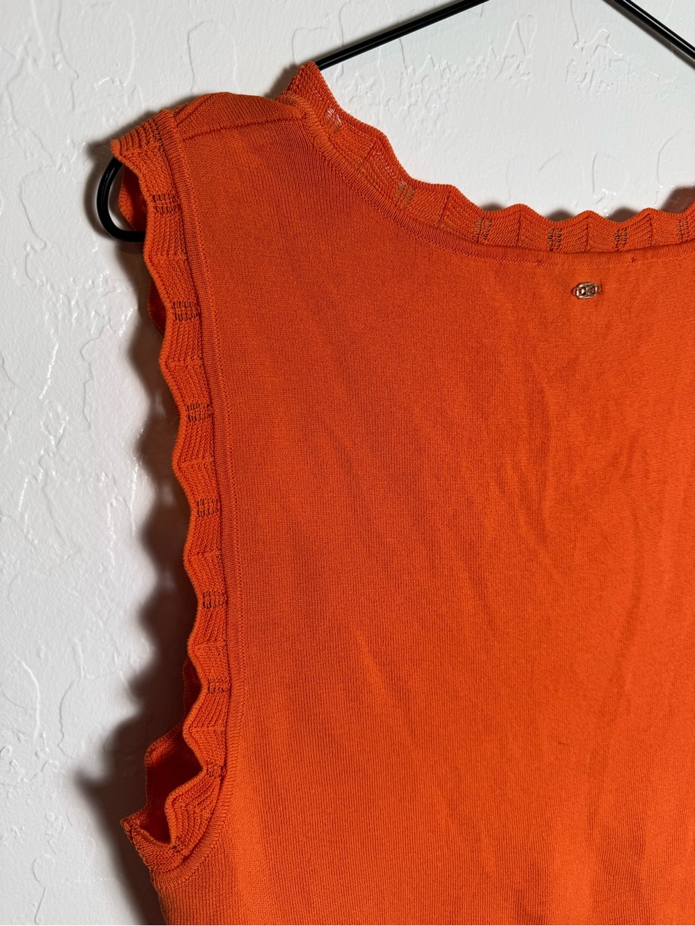 Sam Edelman Orange Scallop Trim Square Neck Sweater Tank Top XL - Picture 7 of 9